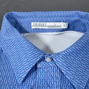 Criquet Polo Shirt Men's Size Large Baby Blue Stretch Texas Worldwide Pro AMS